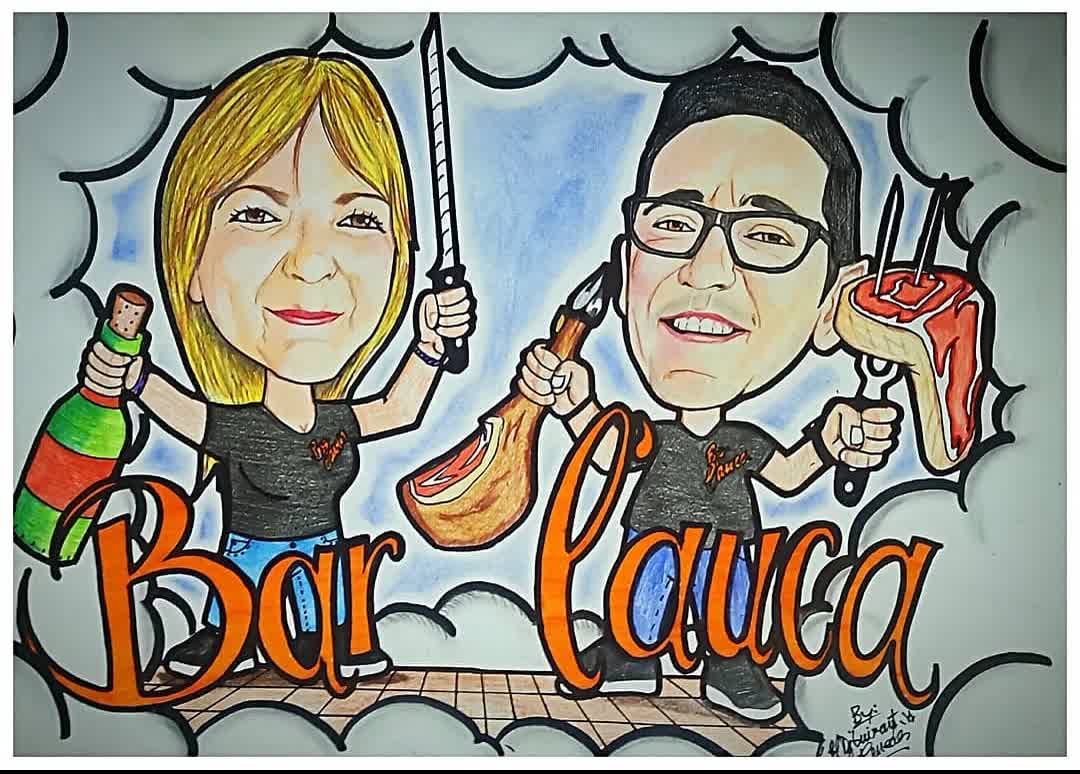 Caricatura de parella en escena